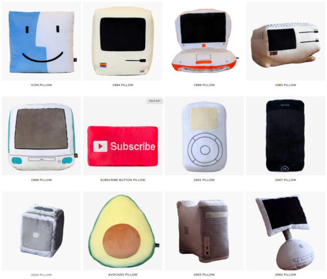 Throwboy makes a selection of pillows inspired by iconic Apple products, in addition to other tech themes.