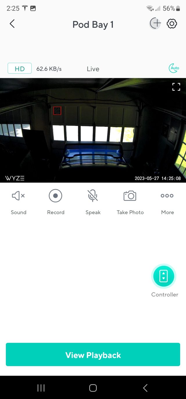Screenshot from the Wyze door cam app