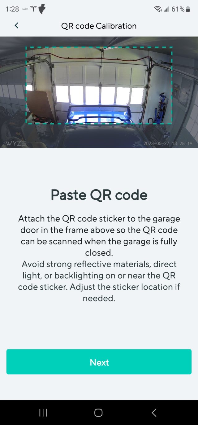 Screenshot from the Wyze door cam app
