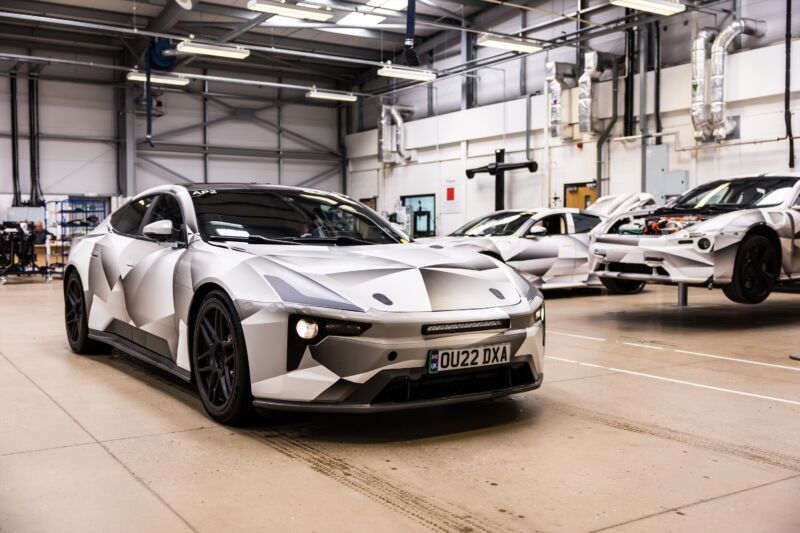 Polestar 5 engineering prototypes, wrapped in camouflage