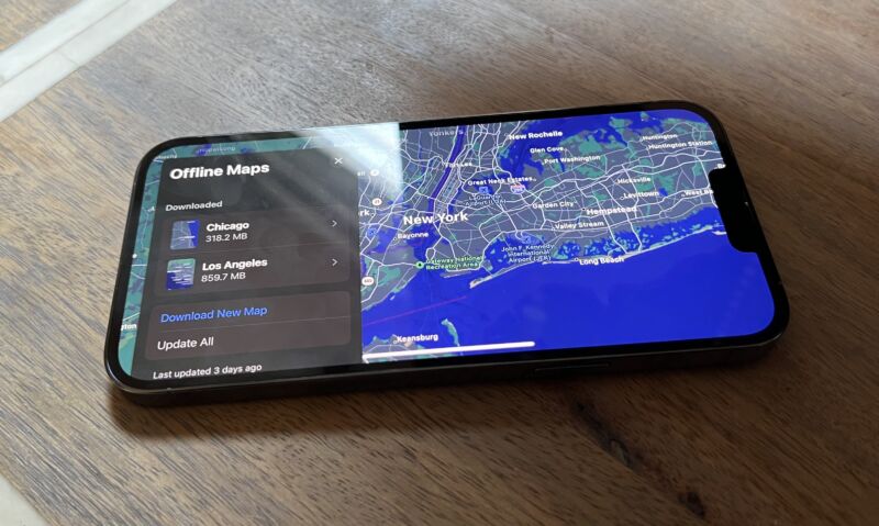 Apple Maps running on an iPhone 13 Pro