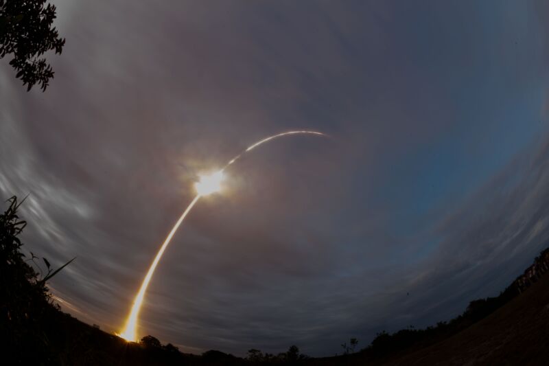 The final Ariane 5 launch vehicle liftoff for flight VA261 as seen from Europe’s Spaceport in French Guiana on Wednesday.