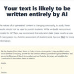 A viral screenshot from April 2023 showing GPTZero saying, "Your text is likely to be written entirely by AI" when fed part of the US Constitution.