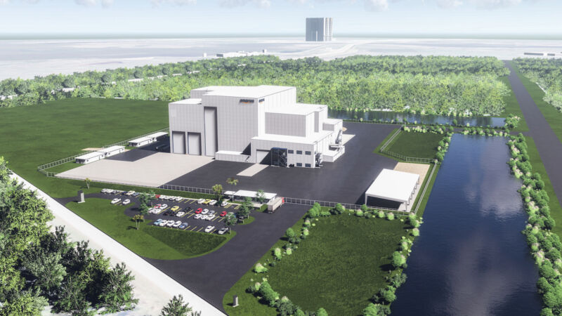 Artist's rendering of Amazon's Kuiper Satellite Processing Facility at NASA's Kennedy Space Center.