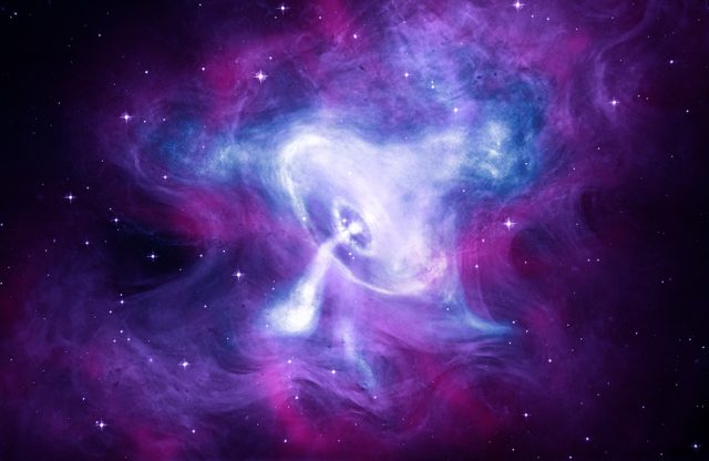 The remains of a supernova witnessed in the year 1054, the Crab Nebula contains a rapidly spinning neutron star known as a pulsar.