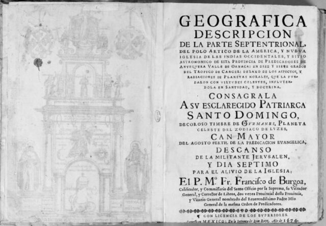 Title page of Father Burgoa’s <em>Geographica Descripción </em>(1674).