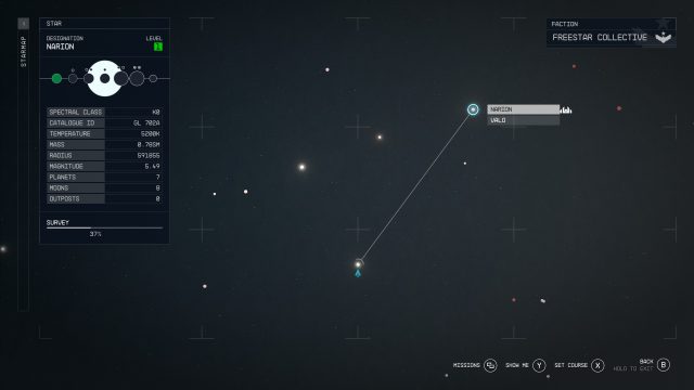 Just a small corner of <em>Starfield</em>'s massive star map.