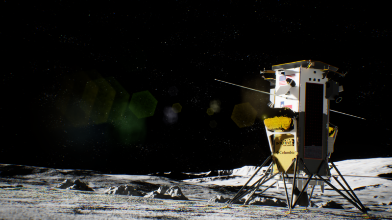 An artist's rendering of the Nova-C spacecraft on the lunar surface.