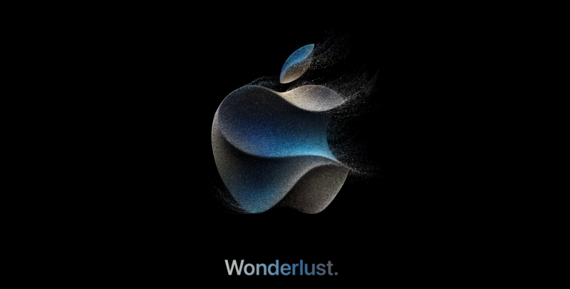 An Apple logo in the style of swirling sands with the compound word