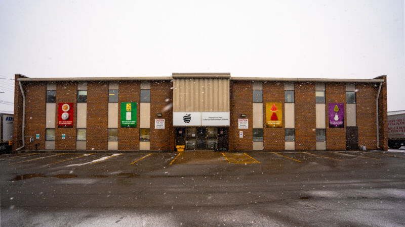 A photo of the Ottawa Food Bank warehouse.