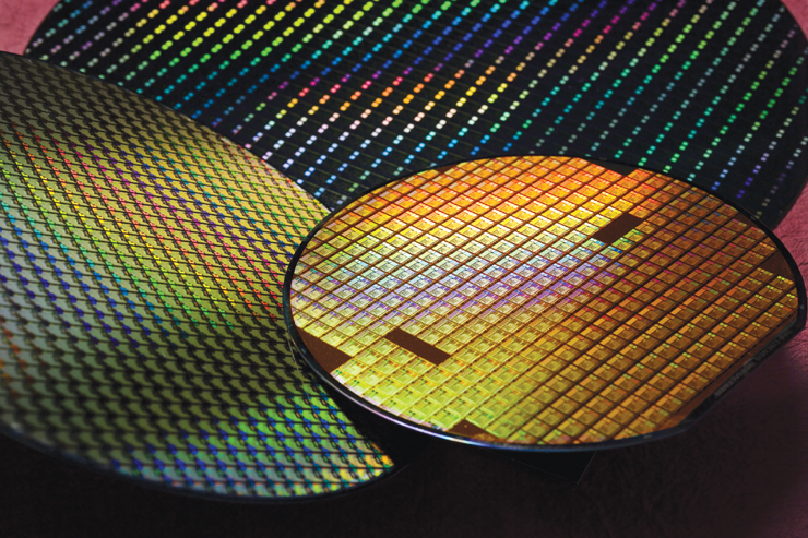 Siliziumwafer eines TSMC Fabrik.