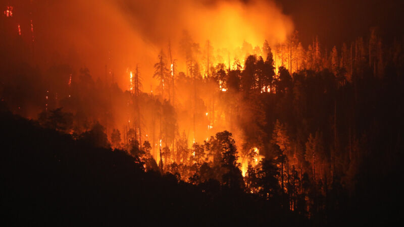 Burning trees from wildfires and smoke cover the landscape in California, U.S. Photographer: David Swanson/Bloomberg