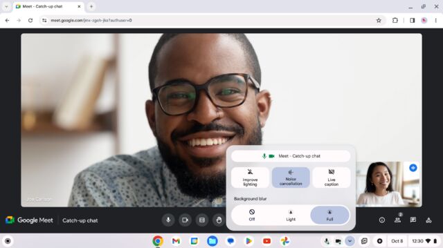 Chromebook Plus video call features. 