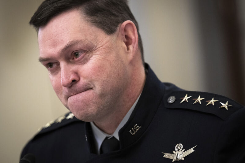 Gen. Chance Saltzman, the top general on the US Space Force, testifies before a Senate subcommittee in March.