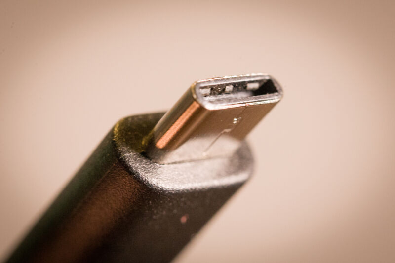 close-up of a USB-C cable's connector