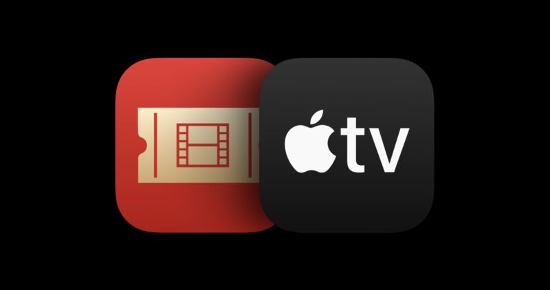 The iTunes Movie Trailers and Apple TV logos side-by-side