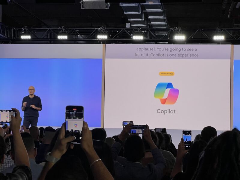 Microsoft CEO Satya Nadella formally announces the ready-for-the-public version of Copilot. 