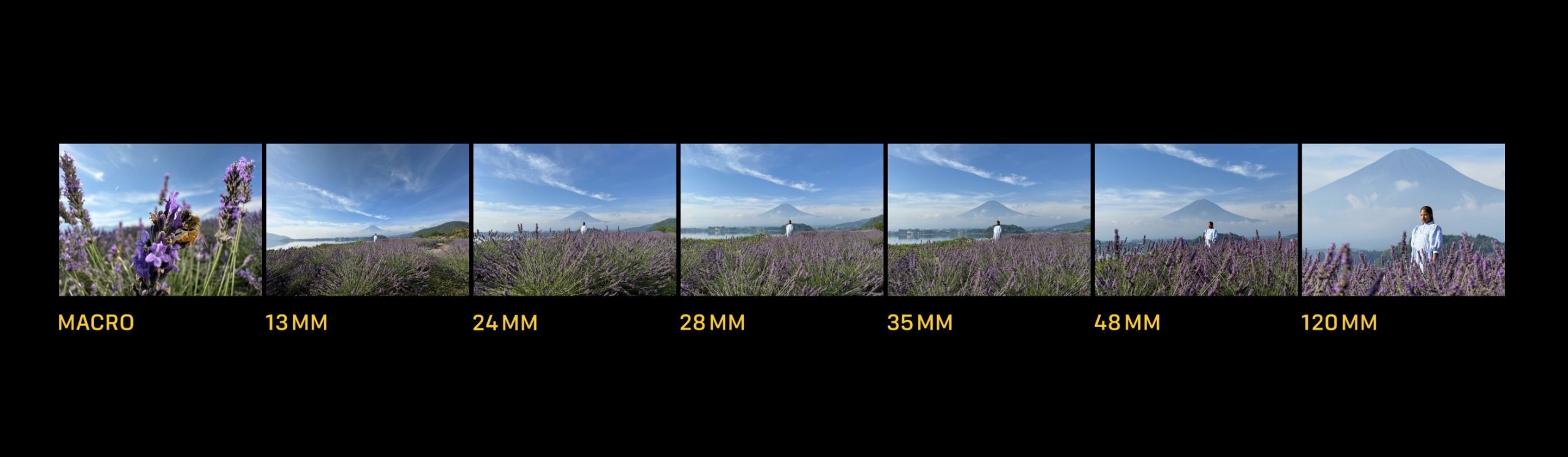 The three-lens camera system on the iPhone 15 Pro allows a wide range of focal lengths without using digital zoom.