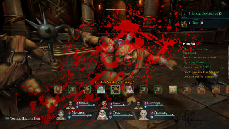 A creature hitting the player and causing a spurt of blood.