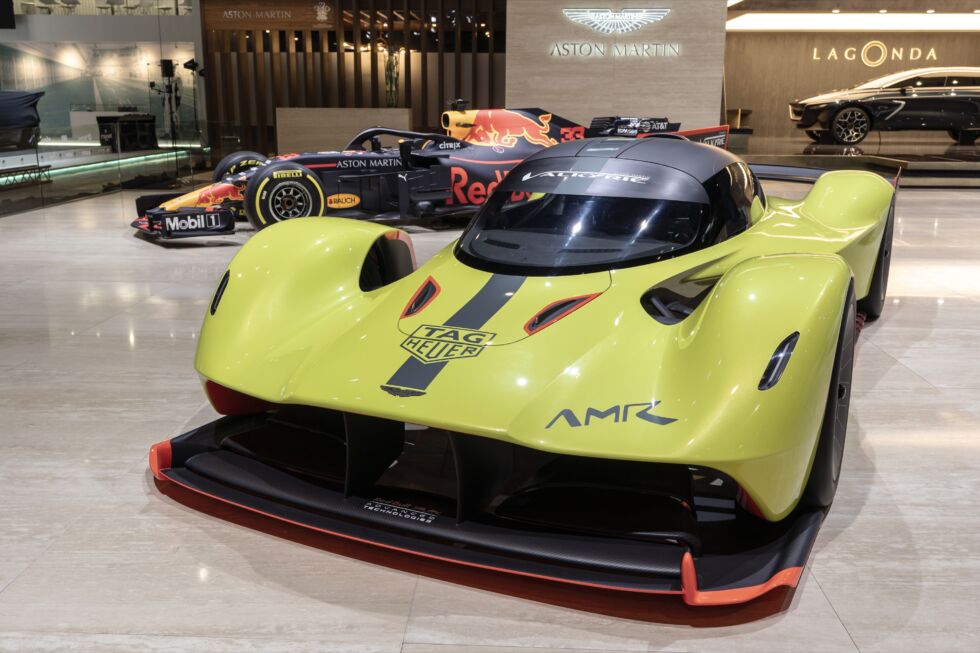 In 2018, Aston Martin introduced the Valkyrie AMR Pro, which ditches the road-legal and hybrid system for a set of slick tires.  This will be the basis for the race car. 