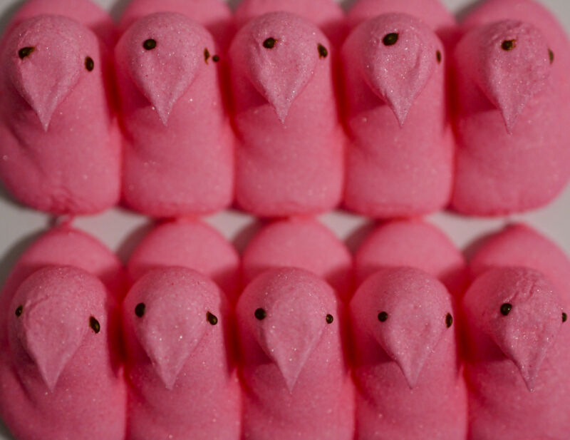 The famous Easter candy Peeps, made by Just Born Quality Confections, are displayed on April 7, 2023 in New York, US. Consumer Reports announced in a recent press release that it had contacted Just Born Quality Confections earlier this year about concerns over the company's use of red dye No. 3 in the Peeps candies, which has been found to cause cancer in animals.