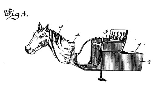 A patent drawing of the Horsey Horseless.