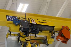 Photograph of overhead crane in the IM Nova-C high-bay showing Star Wars characters