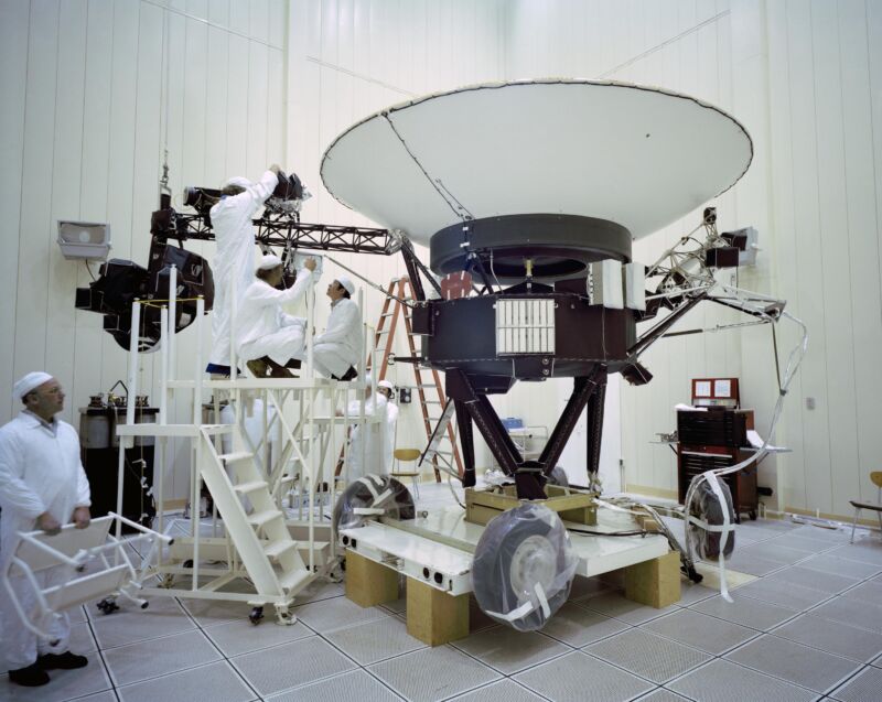 The Voyager 2 spacecraft before its launch in 1977.