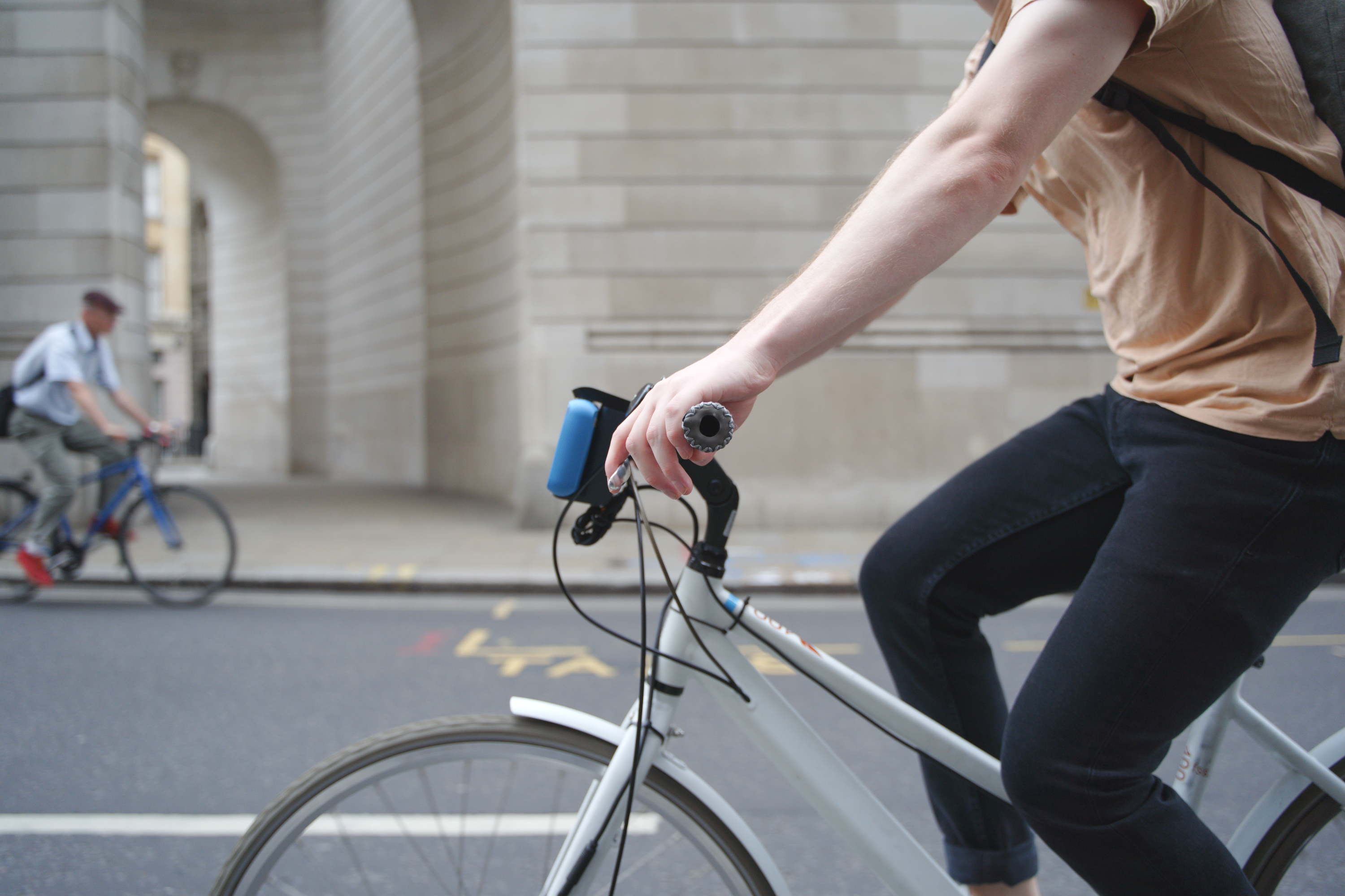 Viewed from the side, a Swytch kit can look like someone just has a really serious front light on their handlebars.