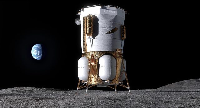 An artist's illustration of Blue Origin's Blue Moon Mark 1 lander, a precursor to the company's human-rated lunar lander.