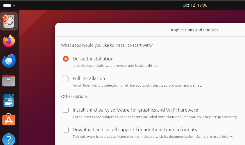 Your new installation options in Ubuntu 23.10. Neither of them is 