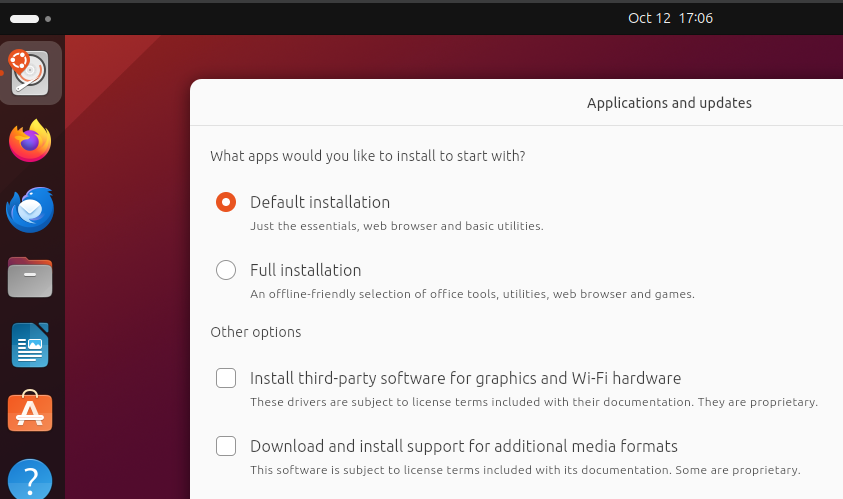 Your new installation options in Ubuntu 23.10. Neither of them is