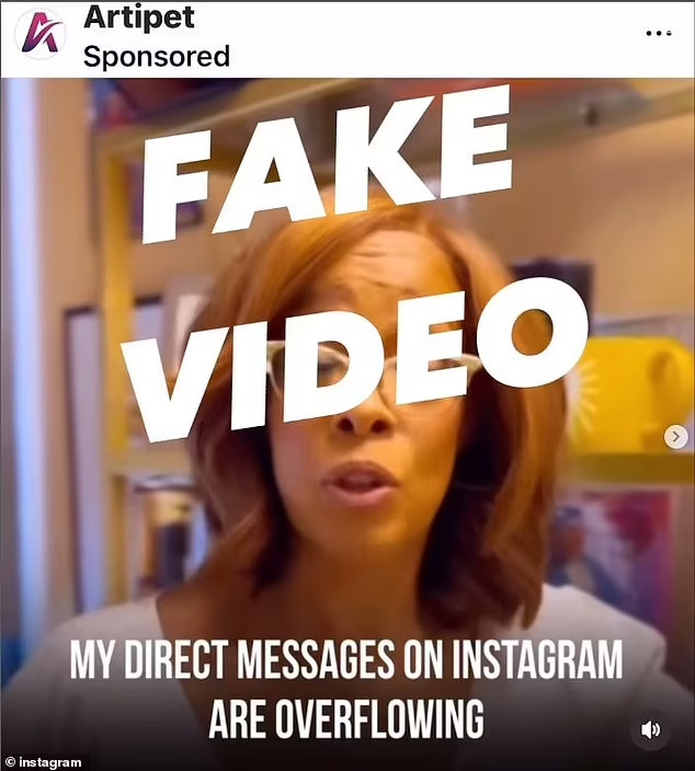 A screenshot of Gayle King's Instagram post warning of an AI-modified video of the CBS anchor.