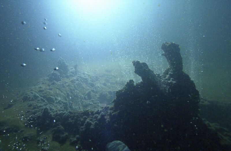 This view from the International Volcano Monitoring System shows the Colombo Crater on the sea floor.