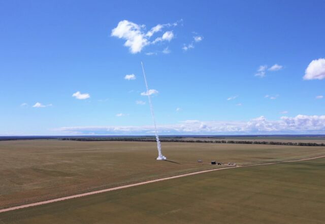 A suborbital rocket launch from the Koonibba Test Range in South Australia.