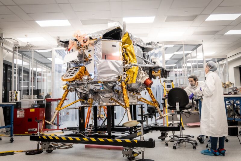 Astrobotic's The first lunar lander, named Peregrine, is completed and ready to be shipped to the launch site at Cape Canaveral, Florida. 