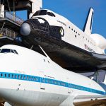 Photograph of a shuttle mock-up on top of a real 747