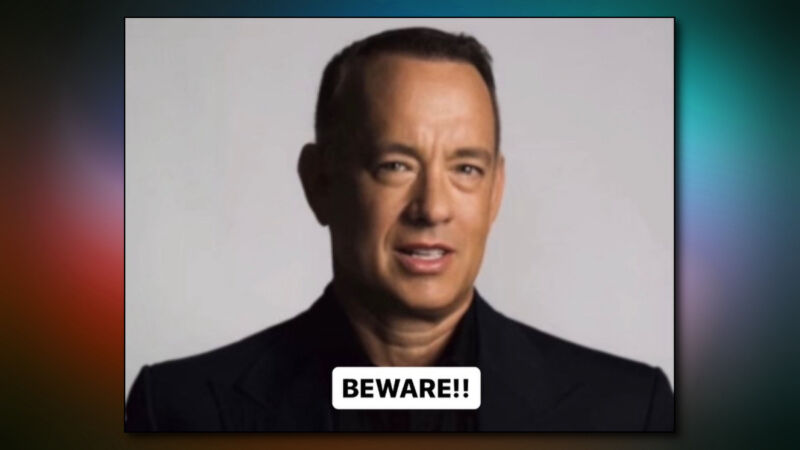 A cropped portion of the AI-generated version of Hanks that the actor shared on his Instagram feed.
