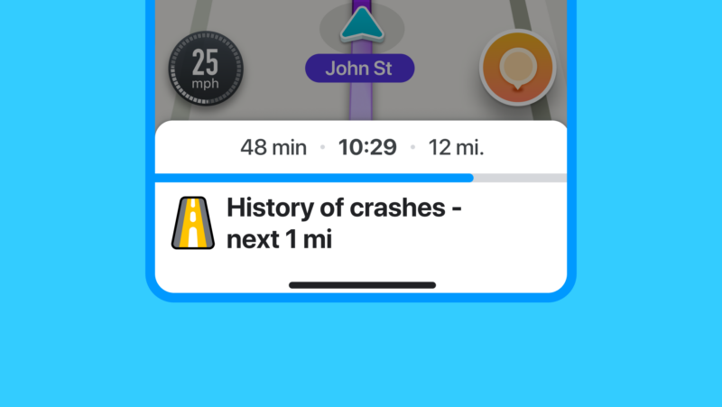 A screenshot from Waze