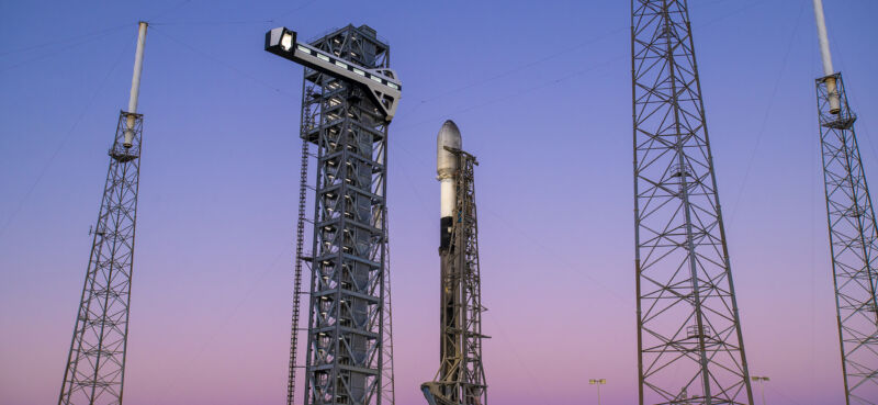 The crew access arm was installed this week on a new tower SpaceX has built at Space Launch Complex-40.