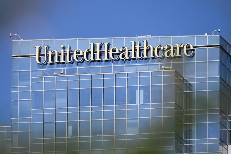 UnitedHealthcare (UHC) health insurance company signage is displayed on an office building in Phoenix on July 19, 2023.