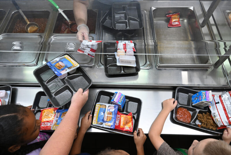 Students decide between Lunchables and a walking taco during lunch at Pembroke Elementary School on Thursday September 7, 2023, in Pembroke, NC. 