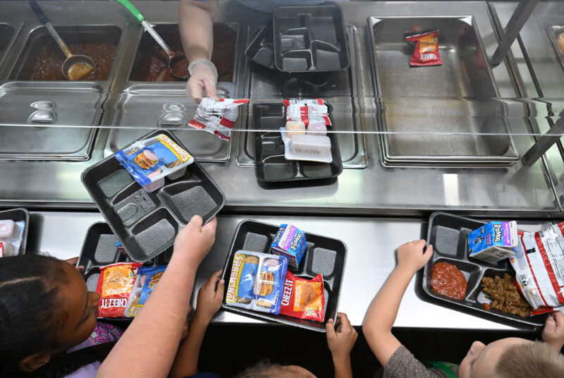 Students decide between Lunchables and a walking taco during lunch at Pembroke Elementary School on Thursday September 7, 2023, in Pembroke, NC.