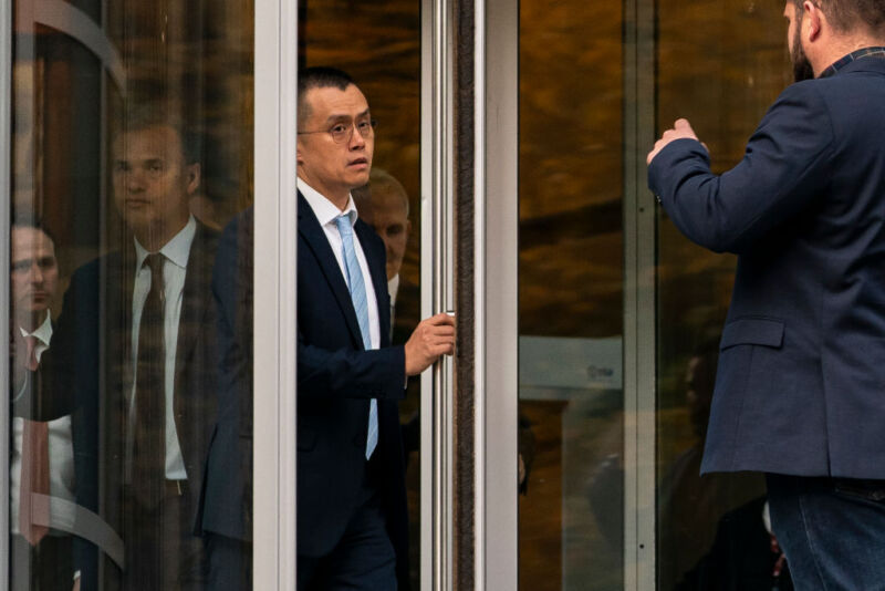 Binance CEO Changpeng Zhao leaves the US District Court on November 21, 2023 in Seattle.