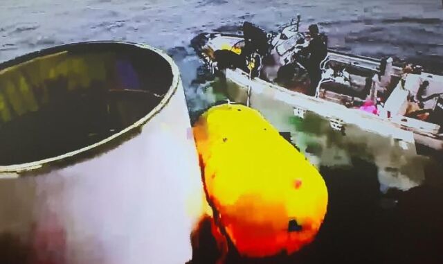 South Korean naval forces recovered pieces of a North Korean rocket after a launch in May. 