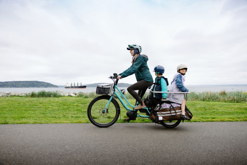 family on cargo e-bike