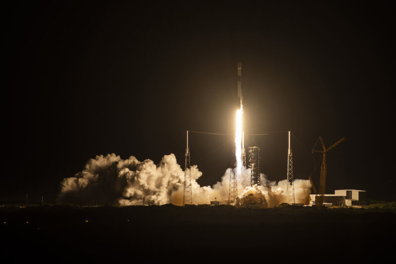 A Falcon 9 rocket lifts off from Cape Canaveral Space Force Station on Friday night.