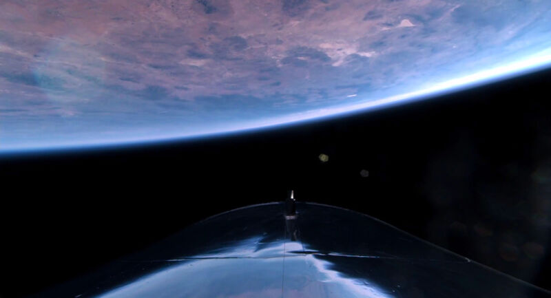 The view of Earth's curved horizon from Virgin Galactic's SpaceShipTwo rocketplane.