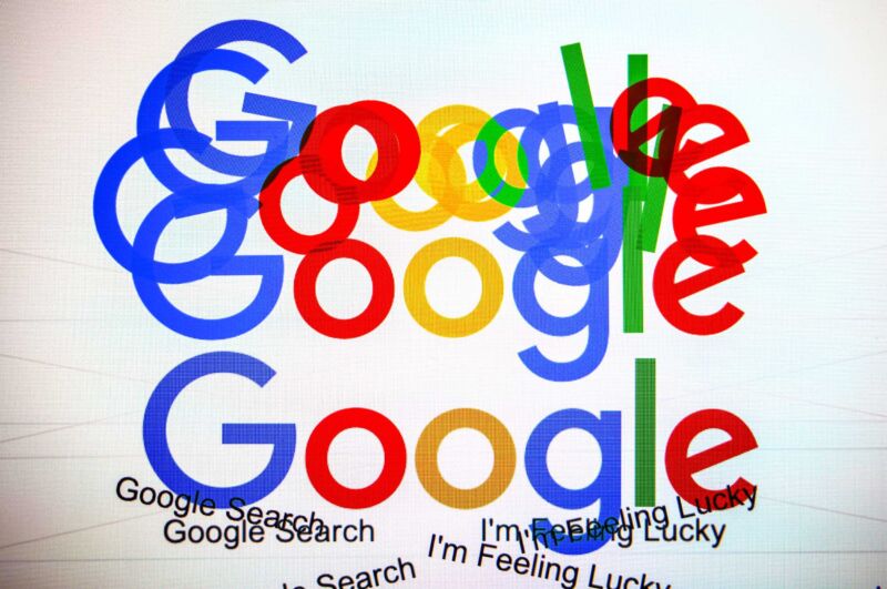 Multiple camera exposures show several Google logos jumbled together.
