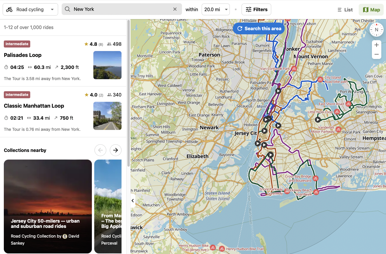 Pick a location and activity, and Komoot will offer user suggestions, or let you map out your own.